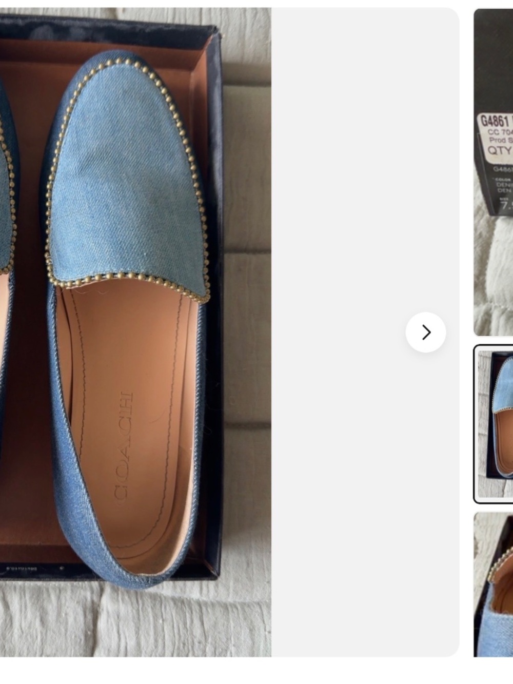 Coach G4861 Denim Studded Loafers Flats Blue Women’s Size 7.5B w/ Box